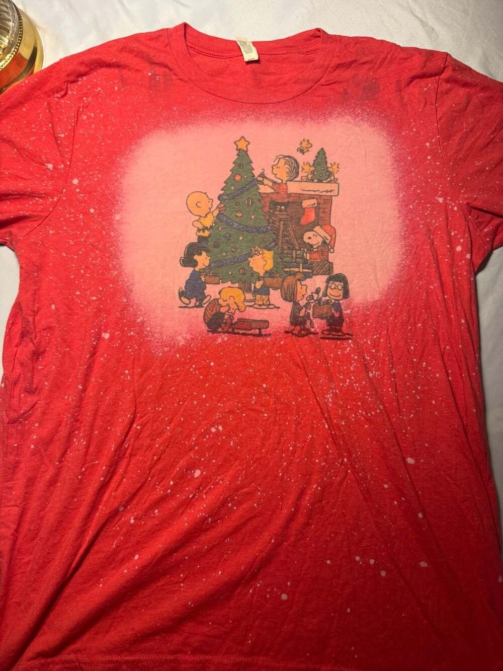 Bella+Canvas Peanuts Charlie Brown Christmas Bleached Red T-Shirt